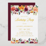 Invitación Con Relieve Metalizado Watercolor Otoño Blooms Garland Birthday Party<br><div class="desc">Invite a los invitados a su evento con esta invitación de fiesta de cumpleaños de personalizable de otoño. Cuenta con guirnaldas acuarelas de flores de otoño. Personalice agregando sus detalles. Esta invitación de cumpleaños de Relieve metalizado dorado es perfecta para fiestas de cumpleaños de otoño. Los elementos coincidentes están disponibles....</div>