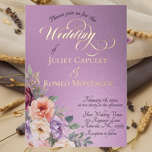 Invitación Con Relieve Metalizado Watercolor Spring Wildflowers - Lavender (Subido por el creador)