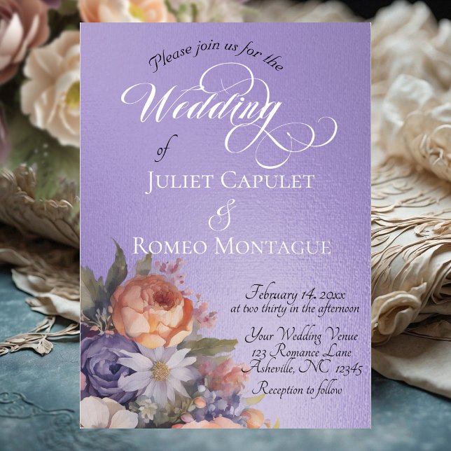 Invitación Con Relieve Metalizado Watercolor Wildflowers - Blue Lilac (Subido por el creador)