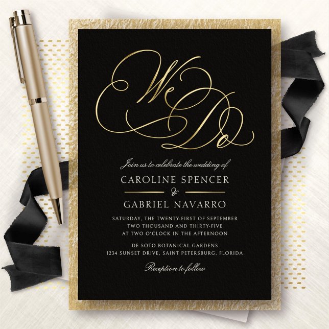 Invitación Con Relieve Metalizado We Do Formal Calligraphy Script Wedding (Subido por el creador)