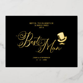 Invitación Con Relieve Metalizado Wedding Best Man Funny Minimalist Proposal Card