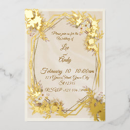 Invitación Con Relieve Metalizado Wedding Brown and beige Invitation