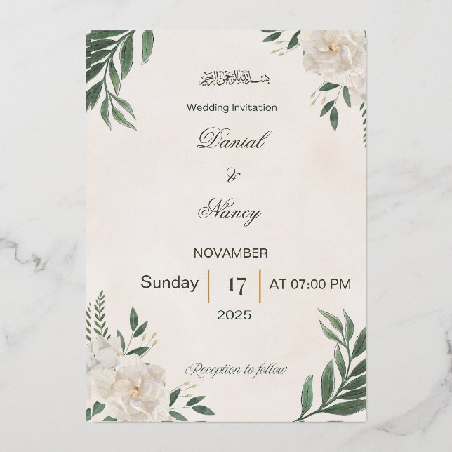 Invitación Con Relieve Metalizado Wedding Invitation (Anverso)