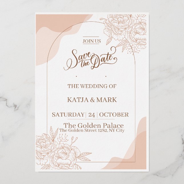 Invitación Con Relieve Metalizado Wedding Invitations (Anverso)