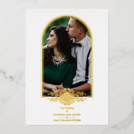 Invitación Con Relieve Metalizado Wedding Luxury Golden Arch Effect Photo