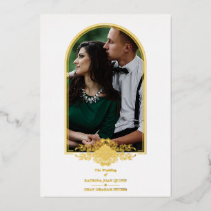 Invitación Con Relieve Metalizado Wedding Luxury Golden Arch Effect Photo
