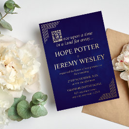 Invitación Con Relieve Metalizado Whimsical Gold Purple Storybook Fairy Tale Castl