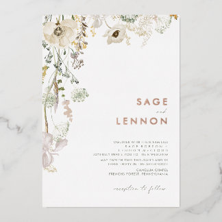 Invitación Con Relieve Metalizado Whimsical Wildflower Meadow | RELIEVE METALIZADO D