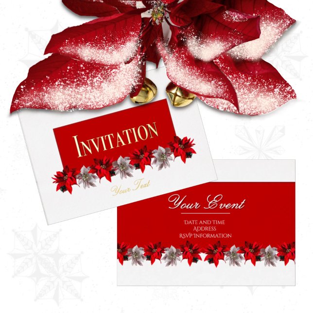 Invitación Con Relieve Metalizado White and Red Poinsettias Foil Invitation (Subido por el creador)