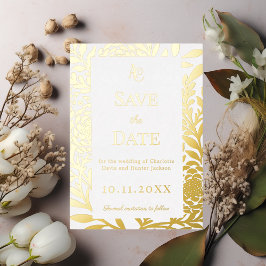 Invitación Con Relieve Metalizado White gold wedding Save the Date foil card