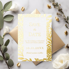 Invitación Con Relieve Metalizado White gold wedding Save the Date foil card