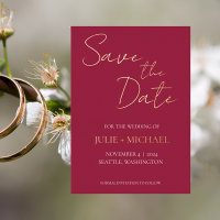 Wine Red Simple Style Wedding Save the Date