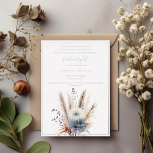 Invitación Con Relieve Metalizado Winter Boho Floral Boda Blanca