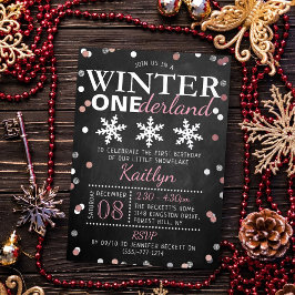 Invitación Con Relieve Metalizado Winter ONEderland 1er cumpleaños real