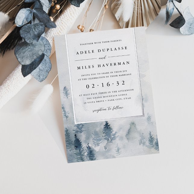 Invitación Con Relieve Metalizado Winter Reverie Boda Silver (Subido por el creador)