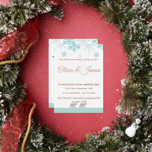 Invitación Con Relieve Metalizado Winter Snowflake Wedding Invitation​ (in situ)