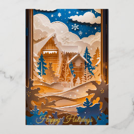 Invitación Con Relieve Metalizado Winter Wonderland Foil Card