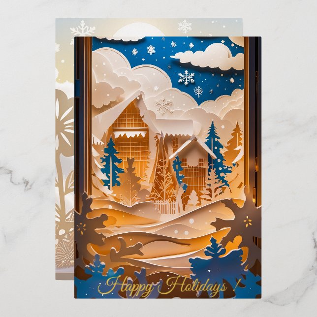 Invitación Con Relieve Metalizado Winter Wonderland Foil Card (Anverso/Reverso)