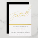 Invitación Con Relieve Metalizado Womans Black White Mens Womans 40 cumpleaños<br><div class="desc">Womans Invitación al Relieve metalizado de cumpleaños 40 Womans Black White Mens Gold Script Ver otras invitaciones en nuestra tienda Nest y Nest Store</div>
