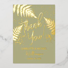 Invitación Con Relieve Metalizado Woodland Ferns Photo Overlay Boda Gracias