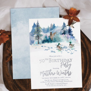 Invitación Con Relieve Metalizado Woodland Forest Nature 50th Birthday Party