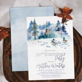 Invitación Con Relieve Metalizado Woodland Forest Nature 50th Birthday Party