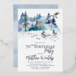 Invitación Con Relieve Metalizado Woodland Forest Nature 70th Birthday Party<br><div class="desc">Escena boscosa con temática natural,  con patos fiesta por su "cumpleaños 70" con texto real de Relieve metalizado de plata,  oro o oro rosa. Diseño compuesto por Holiday Hearts Designs.</div>