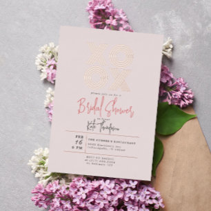 Invitación Con Relieve Metalizado XOXO Día de San Valentín Despedida de soltera Rosa