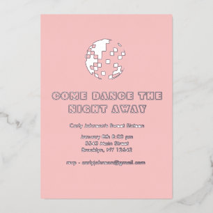 Invitación Con Relieve Metalizado Y2K metal plateado disco rosado 21ª dulce dieciséi