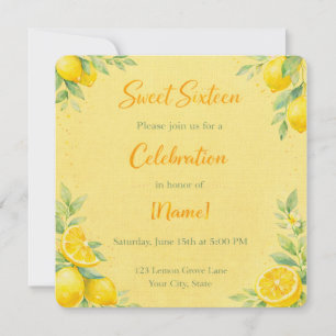 invitación "con sabor a limón" para Sweet 16