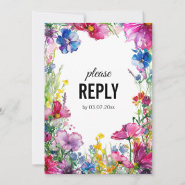 Invitación 💍 Con solicitud de canción Meadow Blooms RSVP