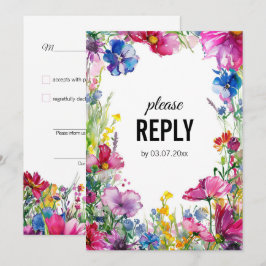 Invitación 💍 Con solicitud de canción Meadow Blooms RSVP