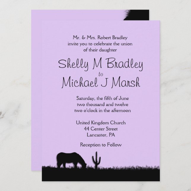 Invitación con tema de boda western (Anverso / Reverso)