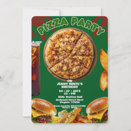 Invitación con tema de fiesta de pizza