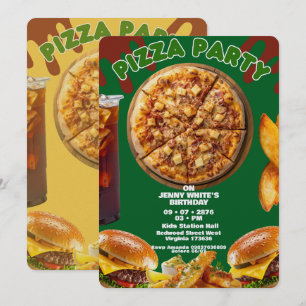 Invitación con tema de fiesta de pizza