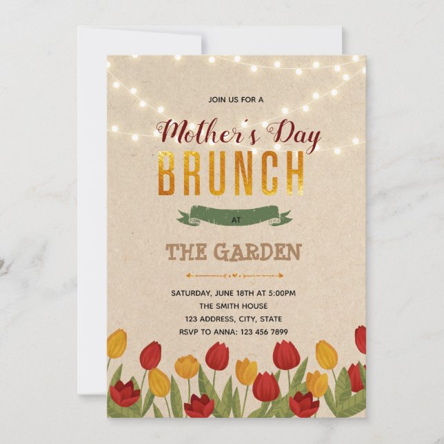 Invitación con tema de flor de tulipán (Anverso)