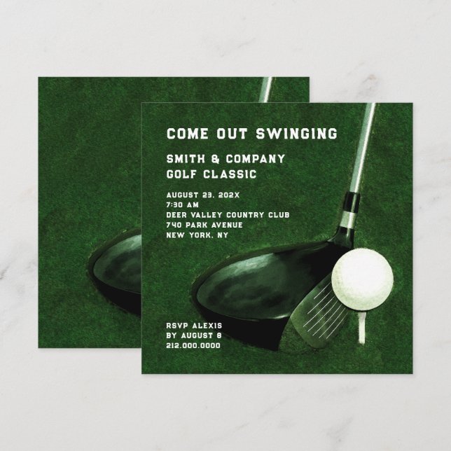 Invitación con tema de golf (Anverso / Reverso)
