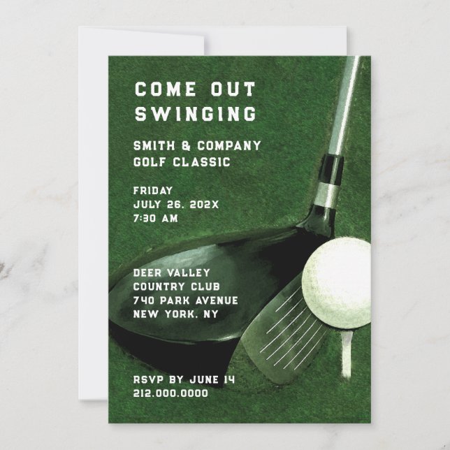 Invitación con tema de golf (Anverso)