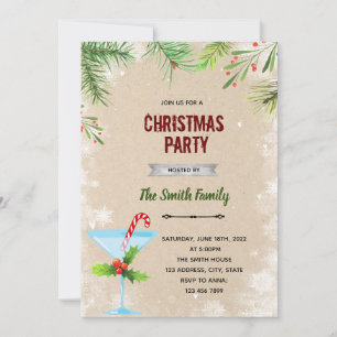 invitación con tema de Navidad pastel