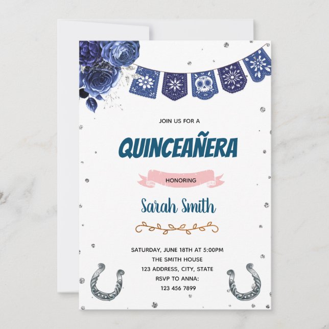 Invitación con tema de Navy mis membrete (Anverso)