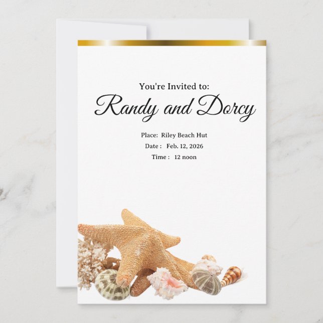 Invitación con tema de playa (Anverso)