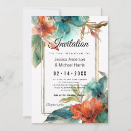 Invitación Con texto en la parte posterior del Paraíso de Hib