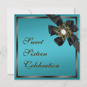 Invitación con torsión de diamante Verde azulado y