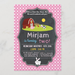 INVITACIÓN CON UNA FIESTA DE CUMPLEAÑOS, BAA, CLUCK, MOO FARM