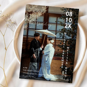 Invitación concepto de boda de fotos japonesas asiáticas