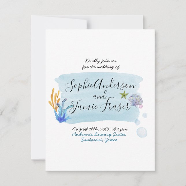 Invitación concepto de boda Mamma Mia (Anverso)