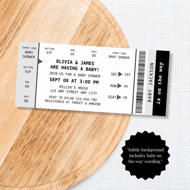 Invitación Concert Ticket Music Gig Baby Shower único de dive (Concert Ticket Music Gig Unique Fun Baby Shower Invitation)