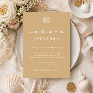 Invitación Concha de mar Costa Playa Arena Beige Minimalista