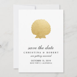 Invitación Concha Falsa de Hoja de Oro | Océano Save The Date