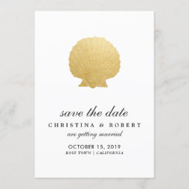Invitación Concha Falsa de Hoja de Oro | Océano Save The Date